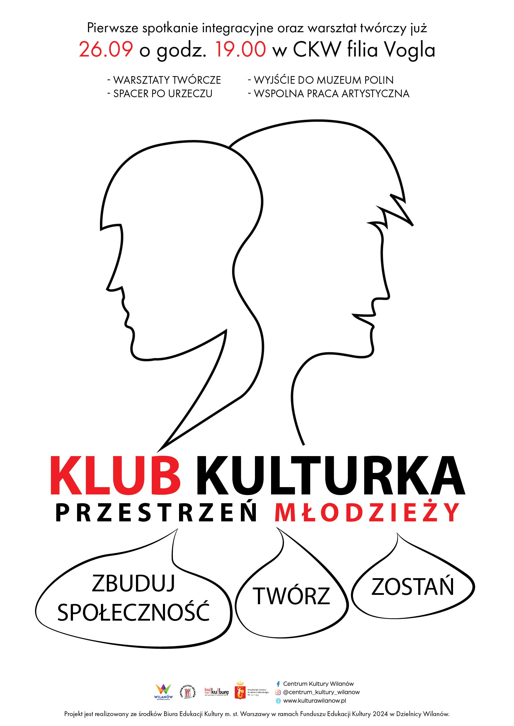 KLUB KULTURKA - PRZESTRZEŃ MŁODZIEŻY 12-17 lat - Projekt FEK ( filia Vogla)