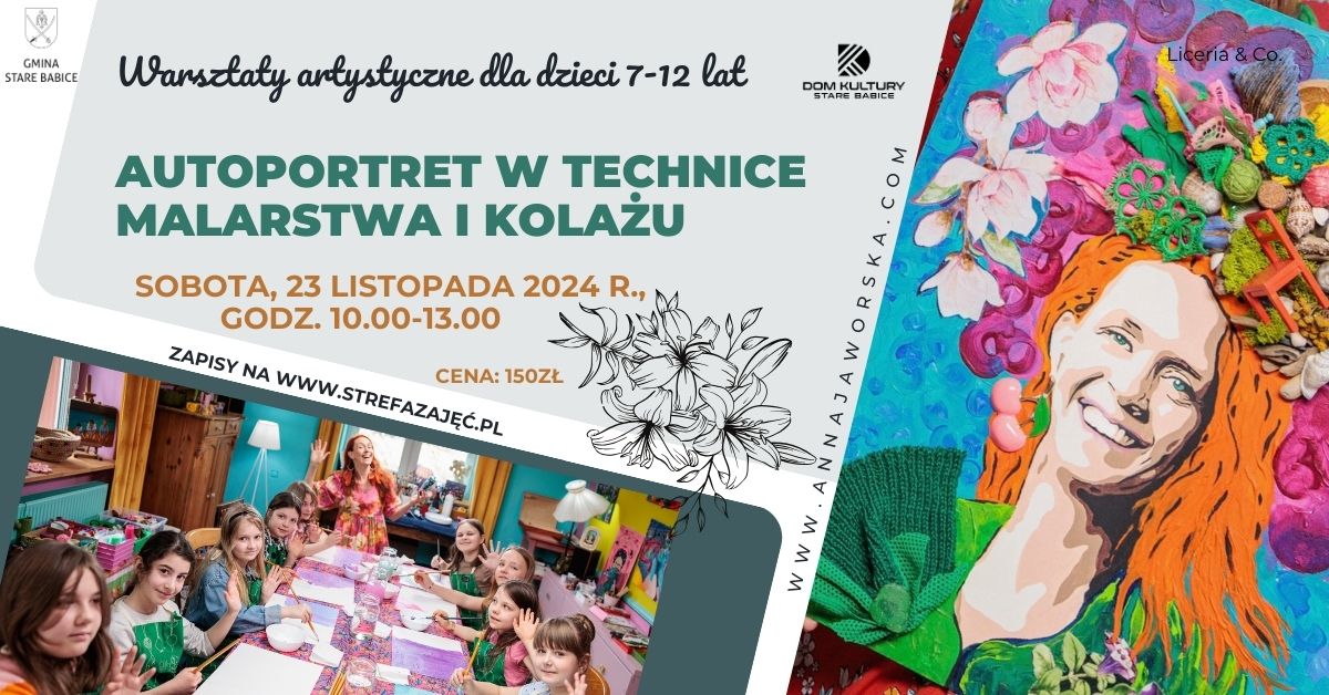 Autoportret w technice malarstwa i kolażu- warsztaty artystyczne, sobota, 23 listopada 2024 r., godz. 10.00 – 13.00