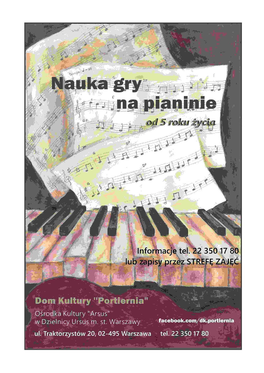 Nauka gry na pianinie w "Portierni" dla dzieci, młodzieży i dorosłych